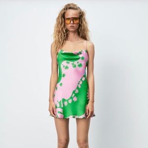 Zara PRINTED SATIN DRESS